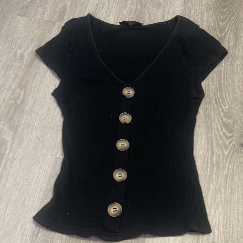 Button up cropped v neck